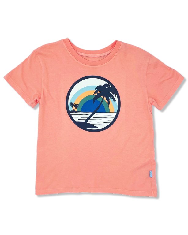 FEATHER 4 ARROW F4A PARADISE ISLAND VINTAGE TEE - PAPAYA