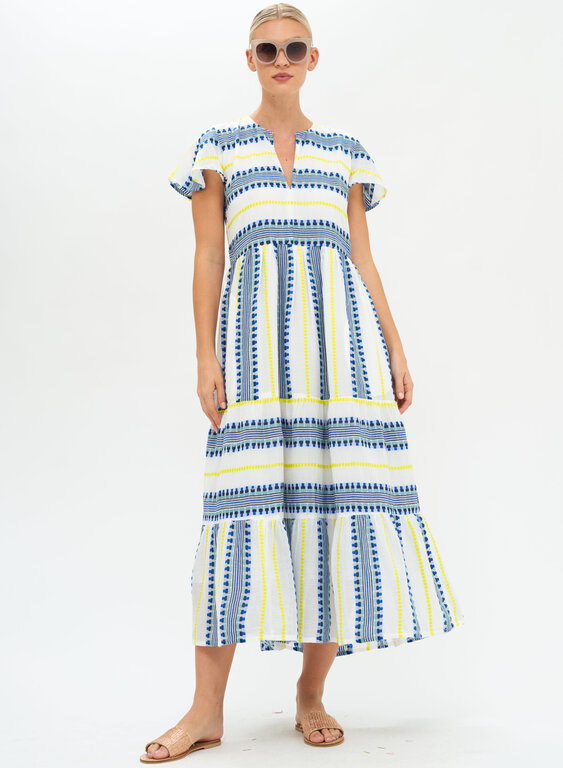 OLIPHANT Oliphant V-Neck Maxi Blue Mezcal