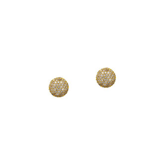 TAI TAI Cz Button Stud Earrings Gold