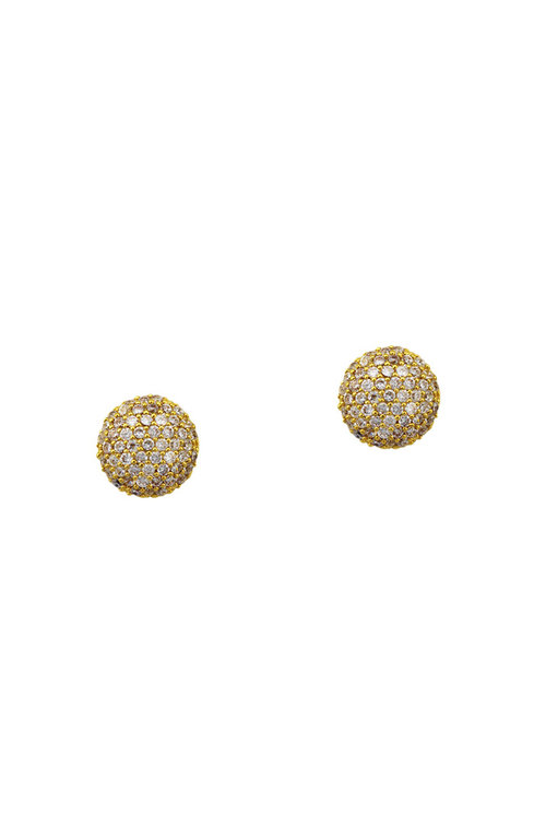 TAI TAI Cz Button Stud Earrings Gold