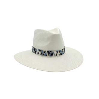 NIKKI BEACH SANTORINI FEDORA W/BEADED TRIM