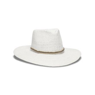 NIKKI BEACH MONTE CARLO TOYO RANCHER W/METAL BEADED TRIM - WHITE