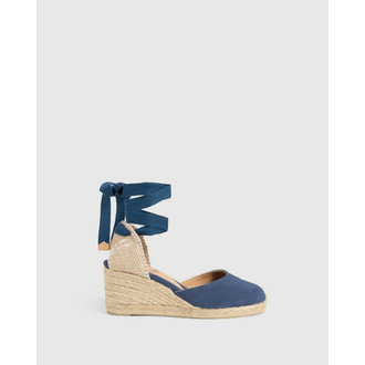 CASTANER CASTANER CARINA AZUL BLUE WEDGE WITH RIBBON TIE