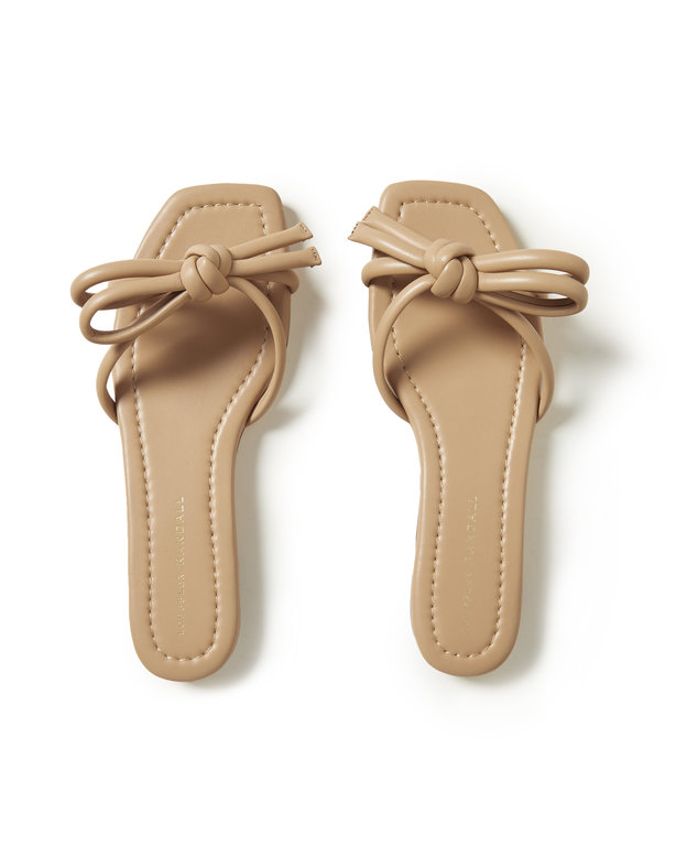 LOEFFLER RANDALL LOEFFLER RANDALL HADLEY LEATHER BOW FLAT SANDAL DUNE