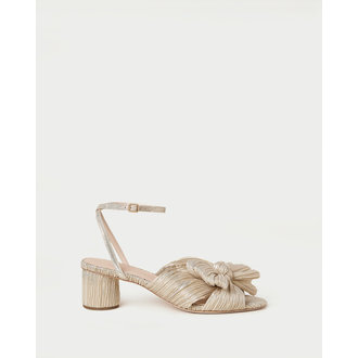 LOEFFLER RANDALL LOEFFLER RANDALL DAHLIA KNOT MULE WITH ANKLE STRAP PLATINUM