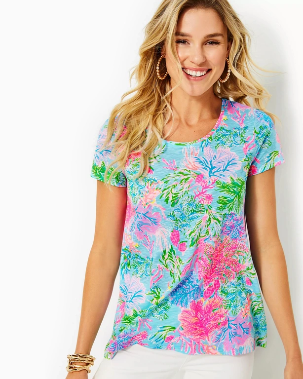 LILLY PULITZER LILLY PULITZER ETTA SCOOP-NECK CELESTIAL BLUE CAY TO MY HEART