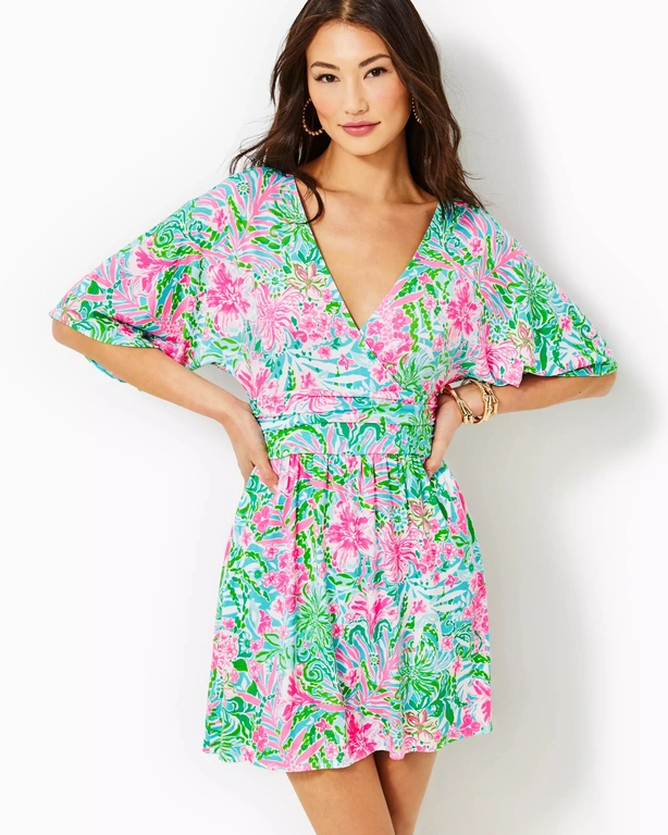 LILLY PULITZER LILLY PULITZER PARIGI SKORT ROMPER AMALFI BLUE LEAF IT WILD