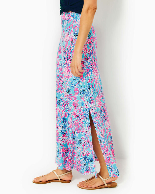 LILLY PULITZER LILLY PULITZER ADEA MAXI SKIRT CELESTIAL BLUE SEEK AND SEA