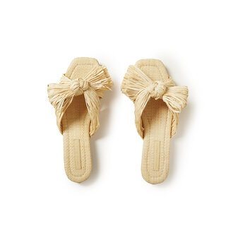 LOEFFLER RANDALL LOEFFLER RANDALL DAPHNE PLEATED KNOT FLAT SANDAL NATURAL