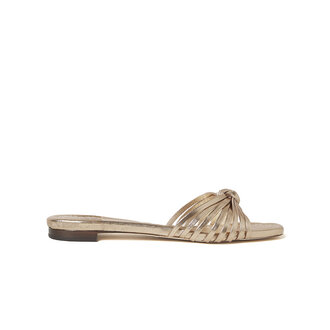 LOEFFLER RANDALL LOEFFLER RANDALL IZZIE LEATHER KNOT FLAT SANDAL GOLD