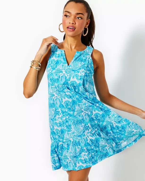 LILLY PULITZER LILLY PULITZER LINDY DRESS AMALFI BLUE SUNNY STATE OF MIND