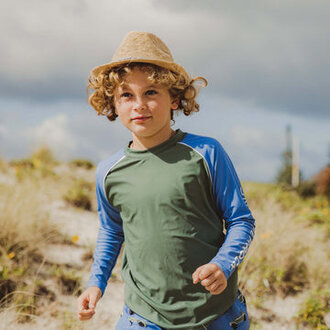 SNAPPER ROCK SNAPPER ROCK OLIVE BLUE SLEEVE LS RASH TOP