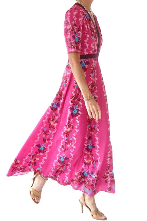 SALONI SALONI TABITHA DRESS  TERRARIUM MAGENTA PLMT