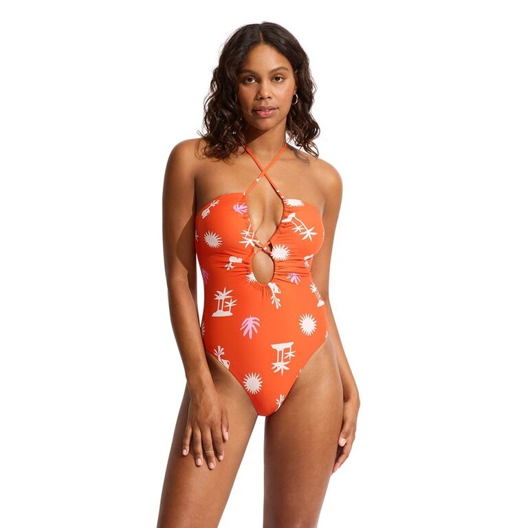 SEAFOLLY SEAFOLLY Lace Up Bandeau One Piece Tamarillo