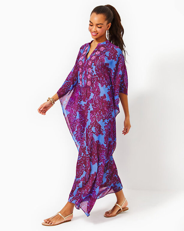LILLY PULITZER LILLY PULITZER JULIETA EMBELLISHED MAXI ABACO BLUE FEEL LIKE A SHELLEBRITY