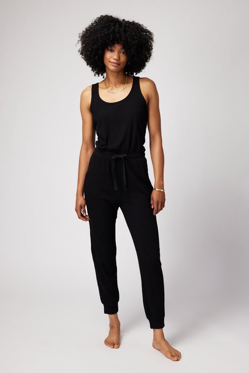 Spiritual Gangster Spiritual Gangster black harmony rib jogger jumpsuit