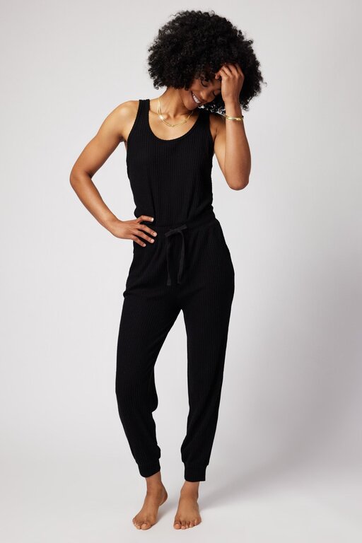 Spiritual Gangster Spiritual Gangster black harmony rib jogger jumpsuit