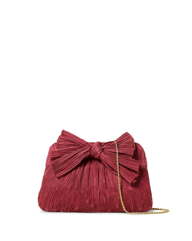 LOEFFLER RANDALL LOEFFLER RANDALL RAYNE PLEATED FRAME CLUTCH WITH BOW - TEA ROSE