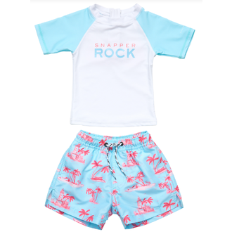 SNAPPER ROCK SNAPPER ROCK LIGHTHOUSE ISLAND SUSTAINABLE SS BABY SET BLUE