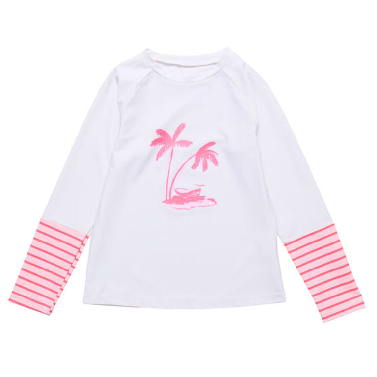 SNAPPER ROCK SNAPPER ROCK PALM ISLAND SUSTAINABLE LS RASH TOP WHITE