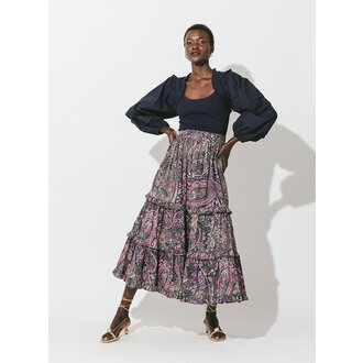 CLEOBELLA CLEOBELLA DARCY ANKLE SKIRT CAYMEN PAISLEY PURPLE