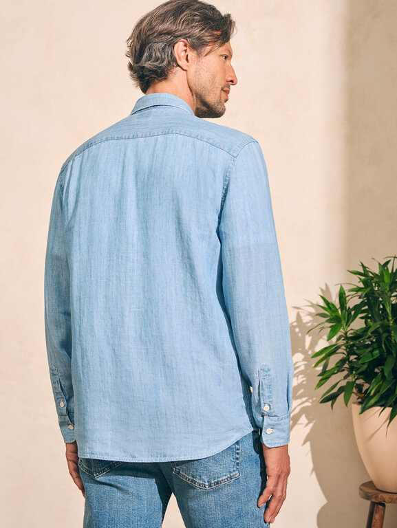 FAHERTY FAHERTY the tried and true chambray shirt vintage indigo