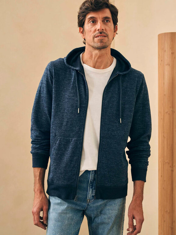 FAHERTY FAHERTY double knit zip hoodie varsity navy heather