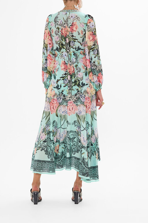 CAMILLA CAMILLA WRAP TIE DRESS WITH BLOUSON SLEEVE PETAL PROMISE LAND