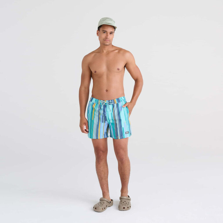 SAXX OH BUOY 2N1 5"VOLLEY SWIM SHORT - SOFT STRIPE - AQUA SPLASH