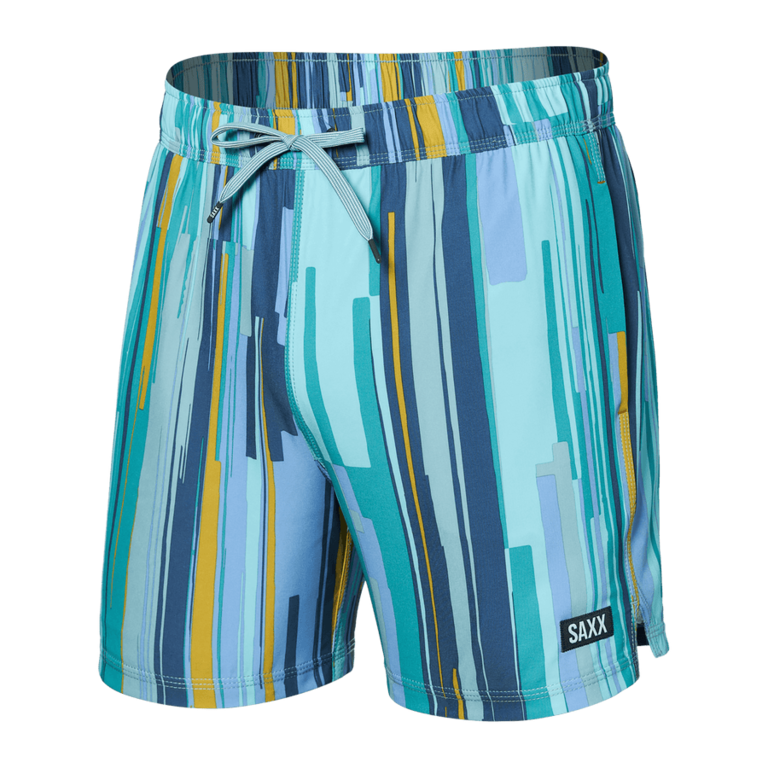 SAXX OH BUOY 2N1 5"VOLLEY SWIM SHORT - SOFT STRIPE - AQUA SPLASH