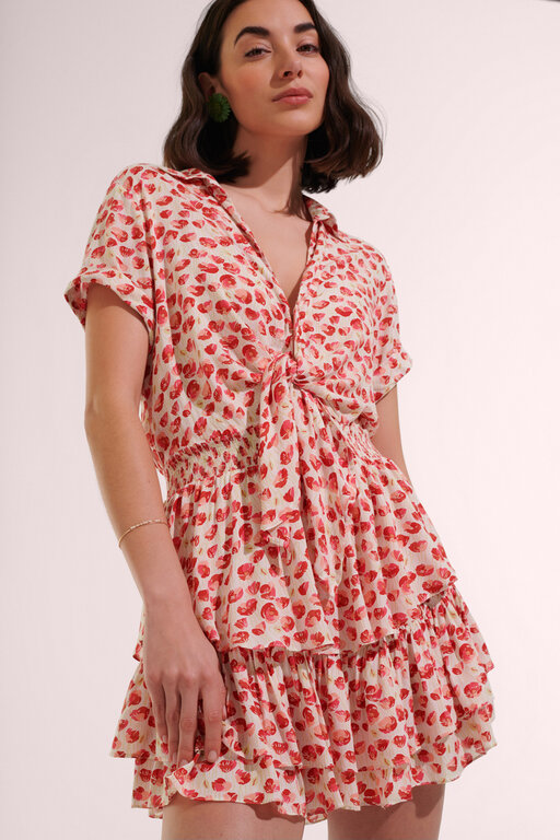 POUPETTE ST BARTH POUPETTE ST BARTH MINI DRESS BRENDA V WHITE RED ALAMY