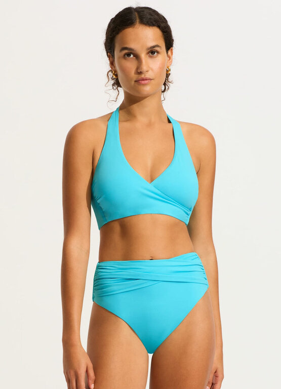 SEAFOLLY Seafolly High Waist Wrap Front Pant Atoll Blue