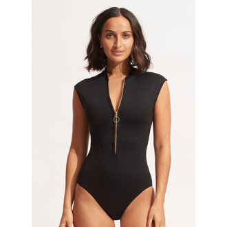 SEAFOLLY Seafolly Zip Front One Piece Black