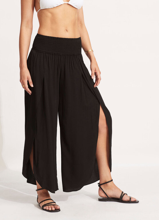 SEAFOLLY Seafolly Beach Shirred Waist Wrap PantBlack
