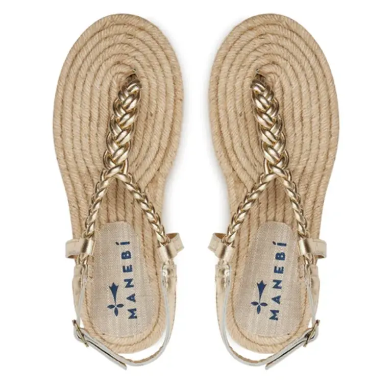 MANEBI Manebi jute sandals platinum braid ankle strap