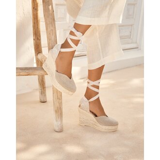 MANEBI Manebi heart-shaped wedge espadrilles natural