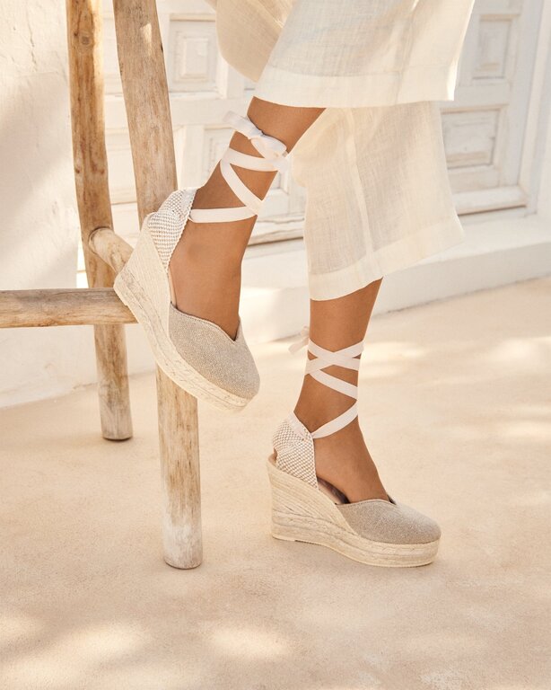 MANEBI Manebi heart-shaped wedge espadrille snatural