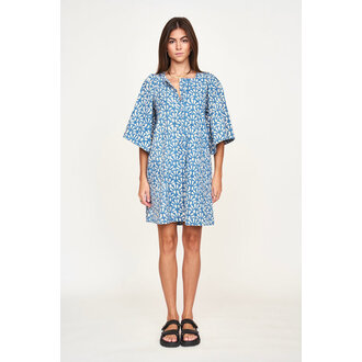 MIRTH MIRTH manila short dress in trellis in indigo