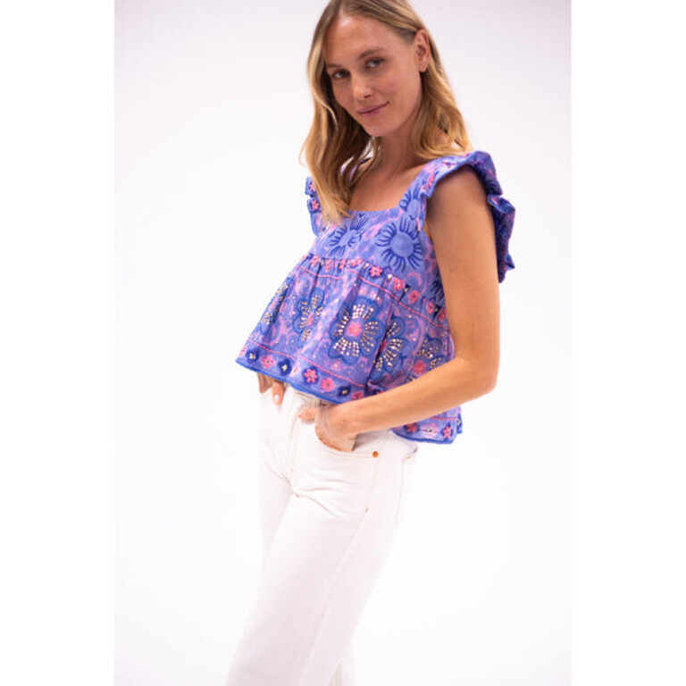 BELL Bell Rey Top Purple Violet print