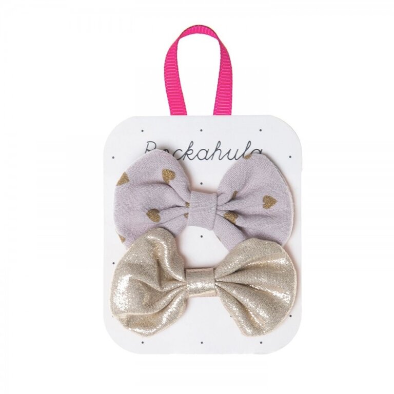 ROCKAHULA ROCKAHULA Scattered Heart and Gold Bow Clips