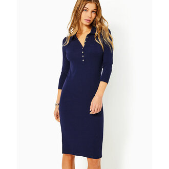 LILLY PULITZER LILLY PULITZER REEMA 3/4 SLEEVE KNEE LEN TRUE NAVY