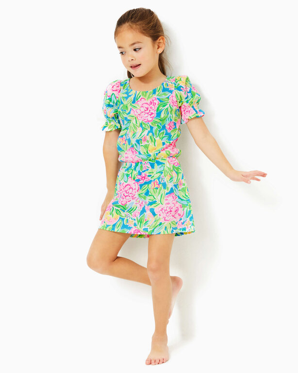 LILLY PULITZER LILLY PULITZER MINI ADLEY ROMPER MULTI GROVE GARDEN