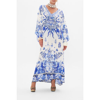 CAMILLA CAMILLA V NECK KAFTAN WITH TIES IMMORTAL INK