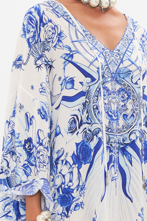 CAMILLA CAMILLA V NECK KAFTAN WITH TIES IMMORTAL INK