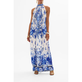 CAMILLA CAMILLA TIE NECK LONG DRESS IMMORTAL INK
