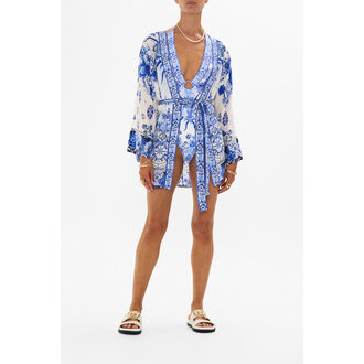 CAMILLA CAMILLA SHORT KIMONO WRAP IMMORTAL INK