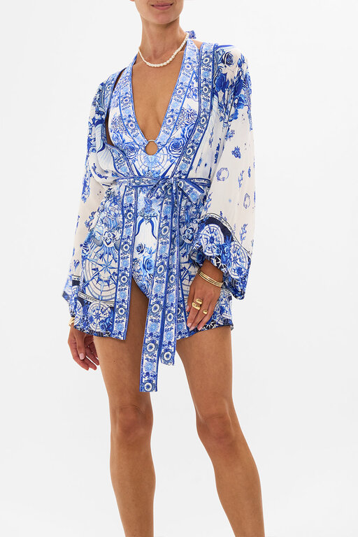 CAMILLA CAMILLA SHORT KIMONO WRAP IMMORTAL INK