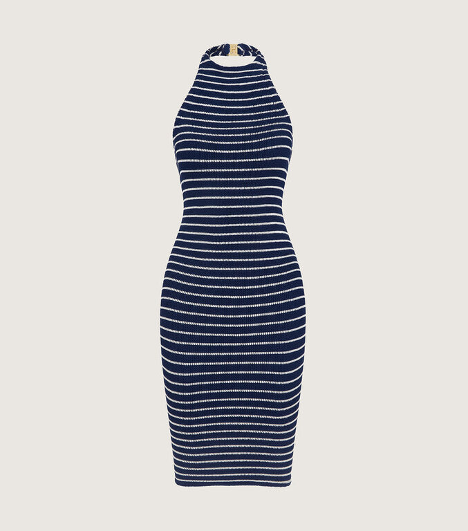 HUNZA G HUNZA G POLLY DRESS NAVY/WHITE STRIPE