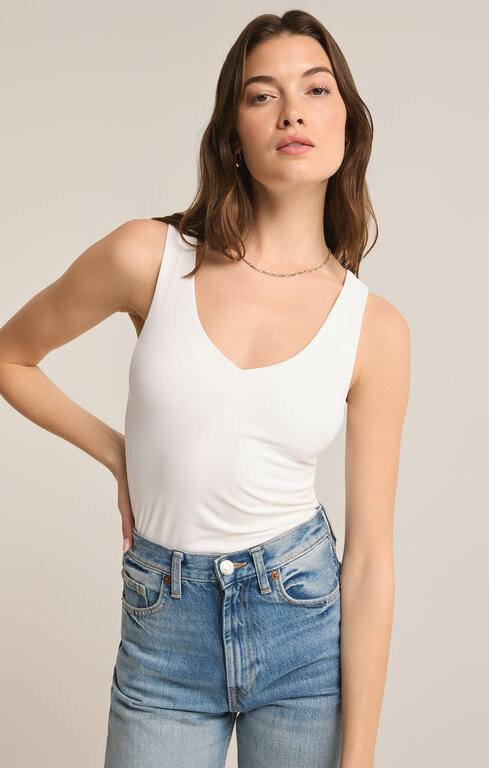 Z SUPPLY Z Supply Avala V-Neck So Smooth Top White