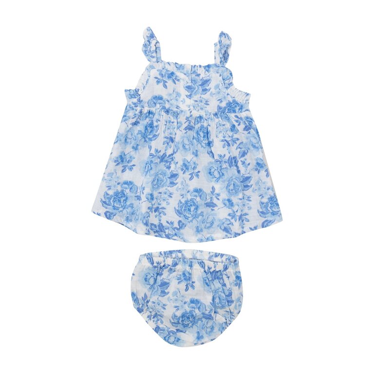 ANGEL DEAR Angel Dear SB Roses In Blue Paperbag Ruffle Sundress + DC